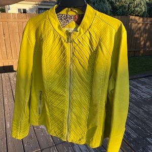 Yellow faux leather jacket
